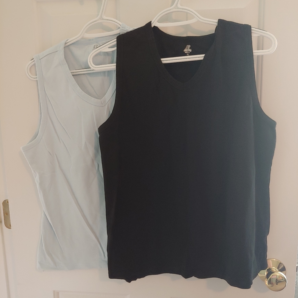 2 Russell Athletic v neck shirts